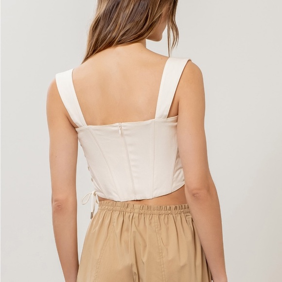 MOON RIVER
Lace-Up Corset Crop Top in Color Cream - Picture 2 of 7